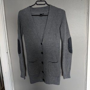 Grey Knit Cardigan with Elbow Pads